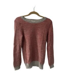 Marine Layer Alpaca Blend Red And Grey Pullover Knit Sweater Size Small
